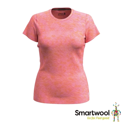 官方直營 Smartwool 女All-season 美麗諾羊毛短袖 粉橘紅 美麗諾羊毛衣 保暖衣 排汗衣 底層衣