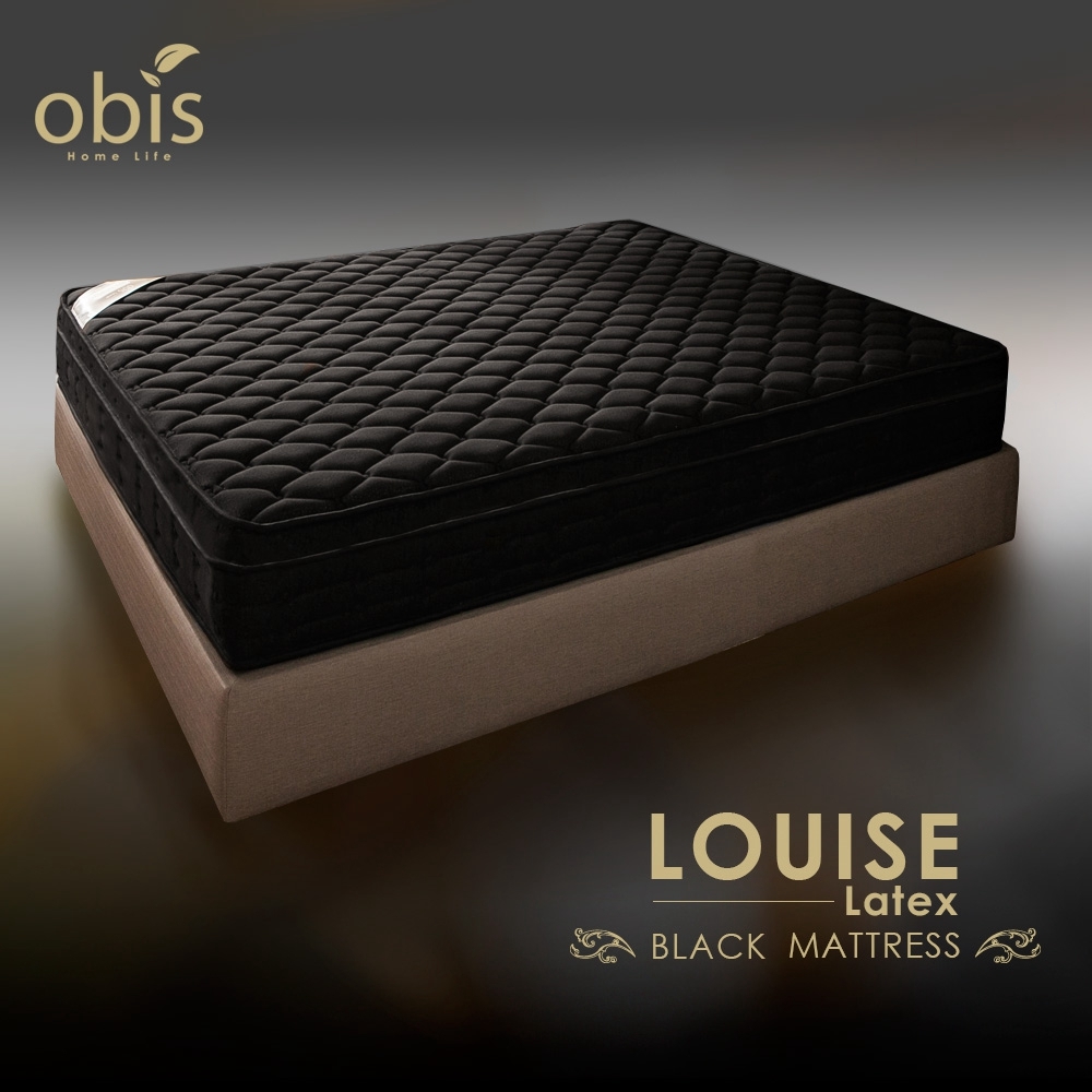 【obis】鑽黑系列-Louise鑽黑三線奈米石墨烯乳膠蜂巢獨立筒無毒床墊(25cm)[雙人5×6.2尺]