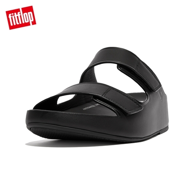 【FitFlop】SAMEL MENS ADJUSTABLE LEATHER SLIDES可調節雙帶皮革涼鞋-男(靓黑色)