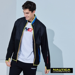 Nautica男裝 COMPETITION撞色異材質拼接立領外套-黑