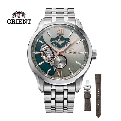 ORIENT STAR 東方之星 LAYERED 系列 鏤空機械錶 鋼帶款 灰綠色 RE-AV0B09N (全球限量) - 41.0mm