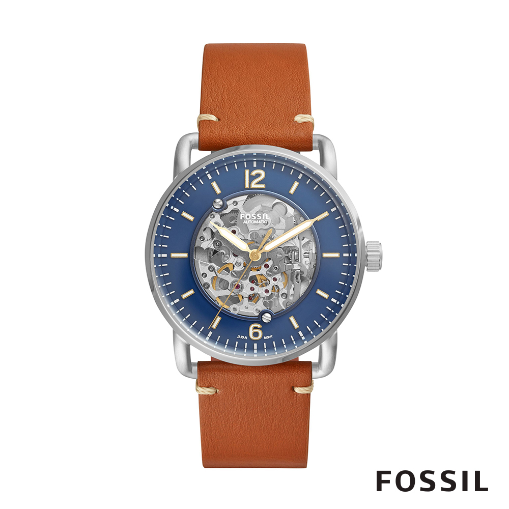 FOSSIL COMMUTER 透視機械錶-藍x焦糖 約42mm ME3159