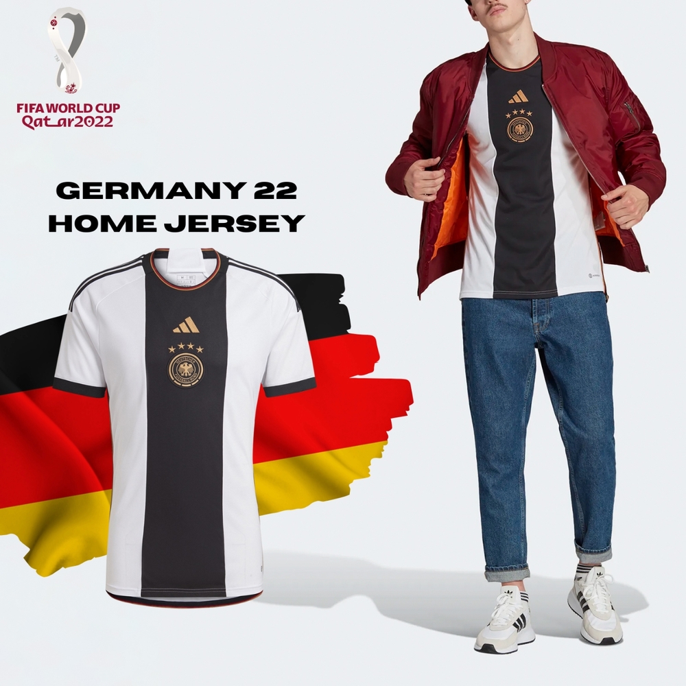 adidas 球衣 Germany 22 Home 白 黑 男款 德國 吸濕 排汗 主場 世足 世界盃 國家隊 HJ9606