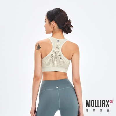 Mollifix 瑪莉菲絲 A++挖背呼吸包覆BRA(岩芽綠)瑜珈服、無鋼圈、開運內衣