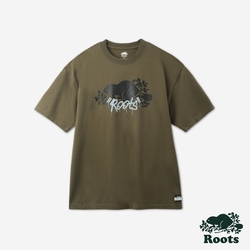 Roots 男裝- ROOTS GRAFFITI短袖T恤-綠色