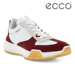 ECCO RETRO SNEAKER M 復古拼接麂皮皮革休閒運動鞋 男鞋 深酒红/白色