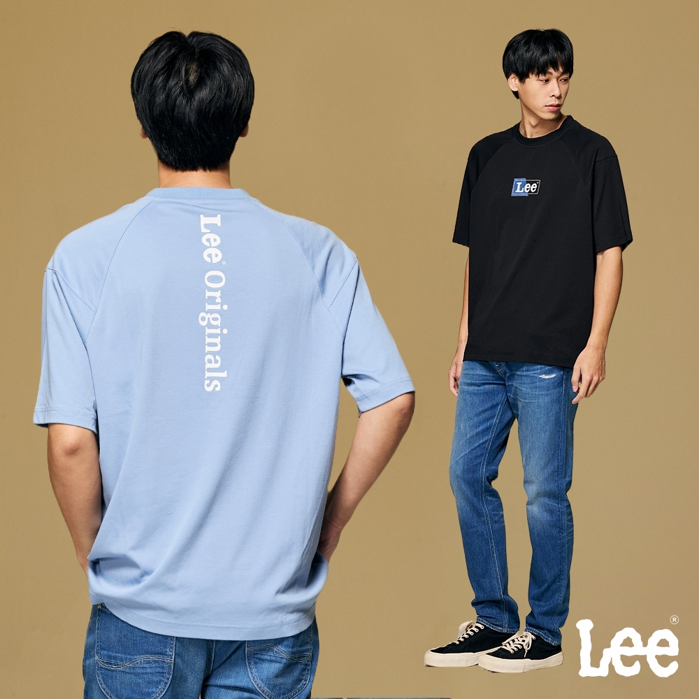 Lee 男款 牛仔拼接Logo短袖圓領T 兩色