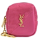 YSL Saint Laurent金屬LOGO素色羊皮方形零錢包(桃) product thumbnail 1