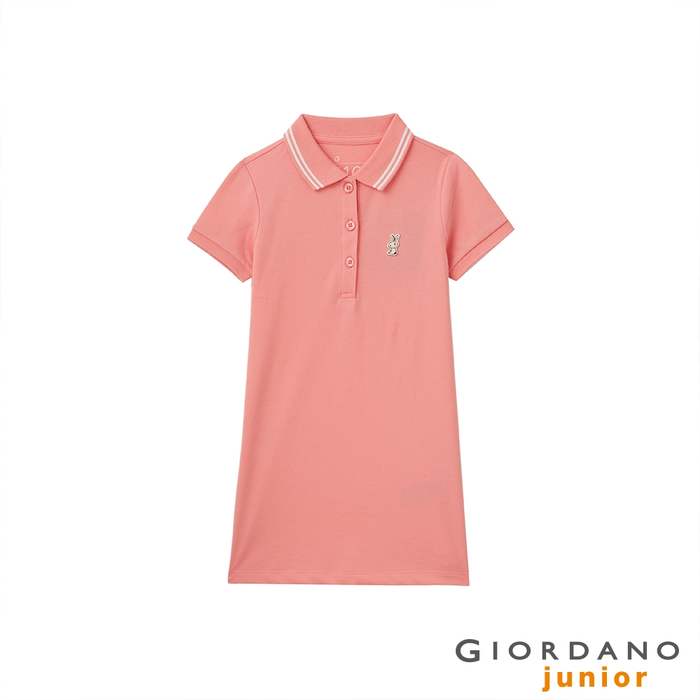 GIORDANO 童裝兔子繡章彈力萊卡連身裙 - 31 火烈鳥粉紅