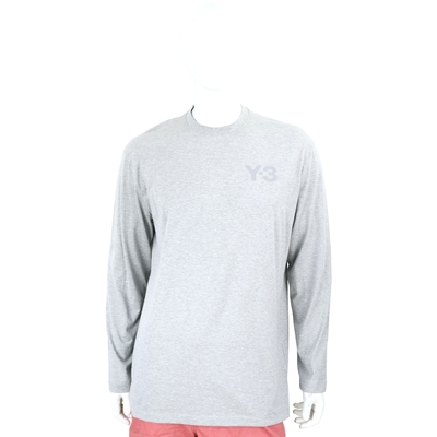 Y-3 字母微彈性棉灰色長袖TEE T恤(男款)