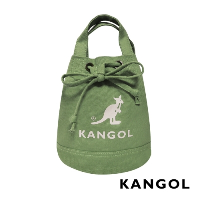 KANGOL 韓版玩色系列-帆布斜背水桶包-草綠AKG1214