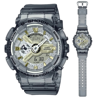 CASIO卡西歐 G-SHOCK WOMEN 金屬光澤 半透明時尚雙顯錶-GMA-S110GS-8A 灰