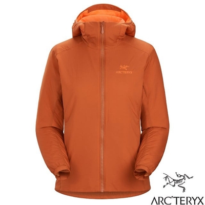 加拿大 ARCTERYX 始祖鳥 女新款 Atom 防潑保暖透氣化纖連帽外套(僅310g).夾克_咖啡棕/火花橘