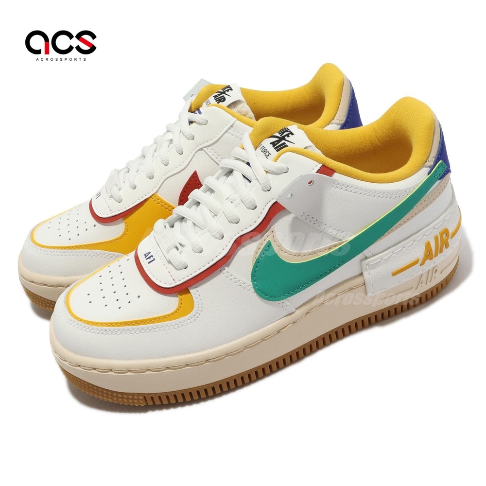 Nike 休閒鞋 Wmns AF1 Shadow 女鞋 白 綠 紅 膠底 拼接 解構 夏日 厚底 CI0919-118