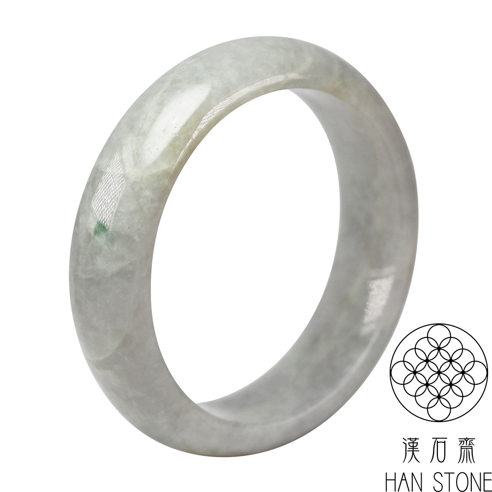 【漢石齋】天然翡翠A貨 手鐲玉鐲 飄花種 福 利 品(手圍18/版寬17.5mm)