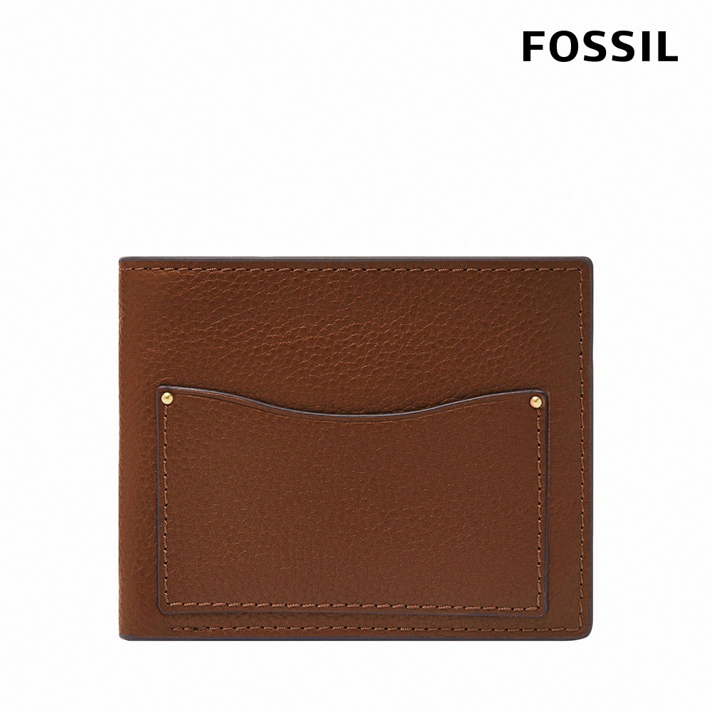 FOSSIL Anderson 波浪造型真皮零錢袋短夾-咖啡色 ML4579210
