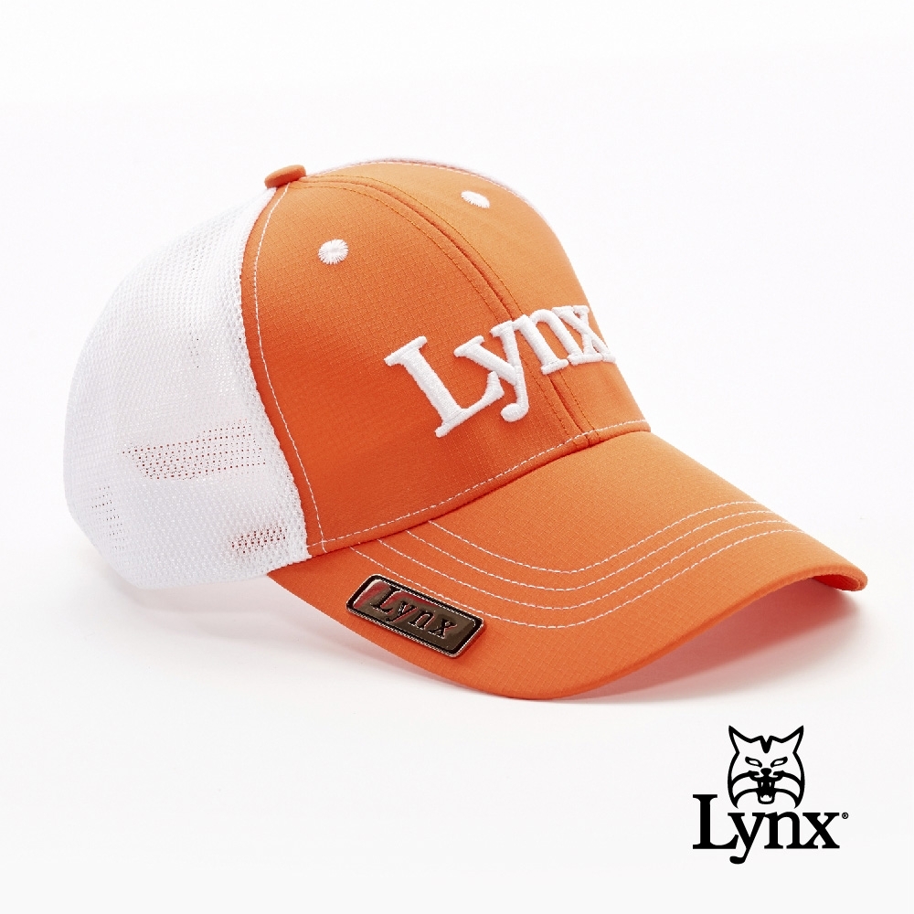 【Lynx Golf】透氣網布磁鐵Ball mark Lynx刺繡可調節式球帽-橘色