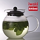 【iwaki】耐熱玻璃便利濾蓋茶壺640ml-黑色 product thumbnail 1