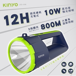 KINYO USB充放電式LED強光探照燈