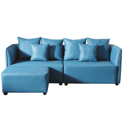 文創集 帕瑪比 時尚藍耐磨透氣皮革Ｌ型沙發組合(左＆右向自由選搭)-240x142x95cm免組
