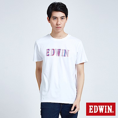 EDWIN 東京系列反光點點LOGO短袖T恤-男-白色