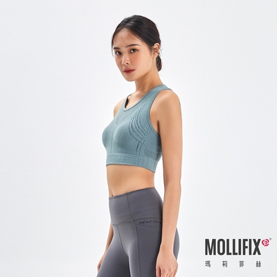 Mollifix 瑪莉菲絲 A++挖背呼吸包覆BRA(冰川綠)瑜珈服、無鋼圈、開運內衣