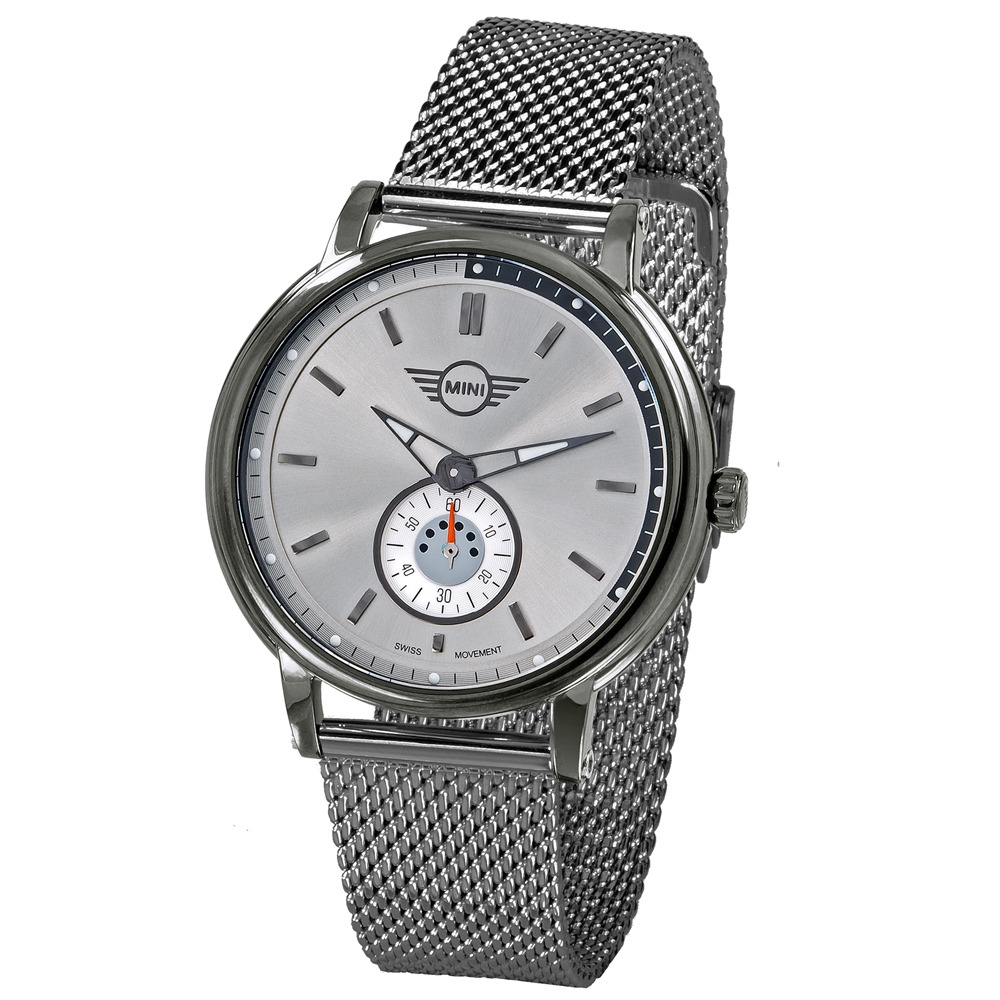 MINI Swiss Watches 石英錶 38mm 灰底單眼錶面 銀灰色米蘭錶帶