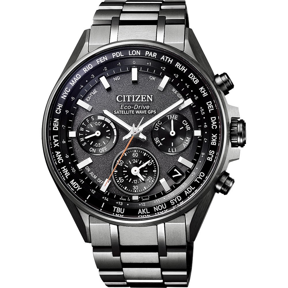 CITIZEN 星辰 光動能 鈦 GPS衛星對時手錶-灰/44mm CC4004-58E