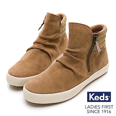 Keds 機能防潑水麂皮拉鍊短靴-土黃