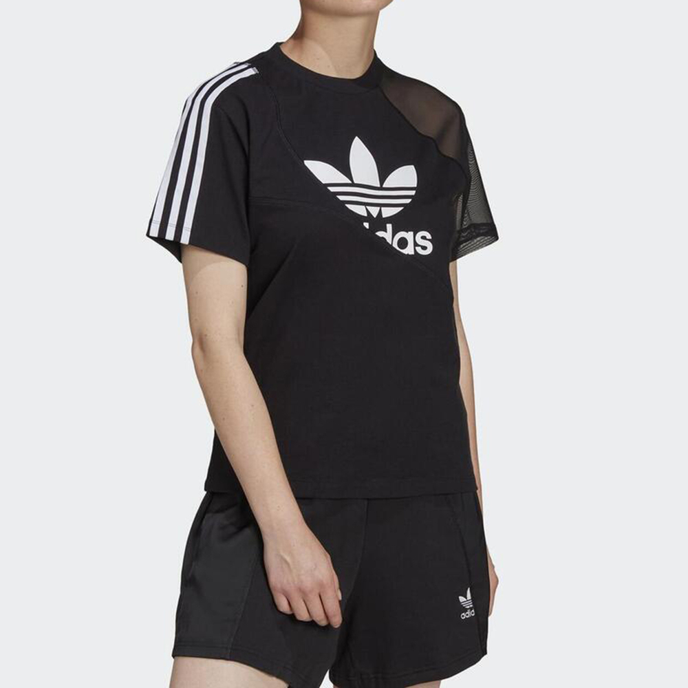 Adidas Original Adicolor HC7039 女 T恤 短袖 上衣 休閒 異材質 國際尺寸 黑