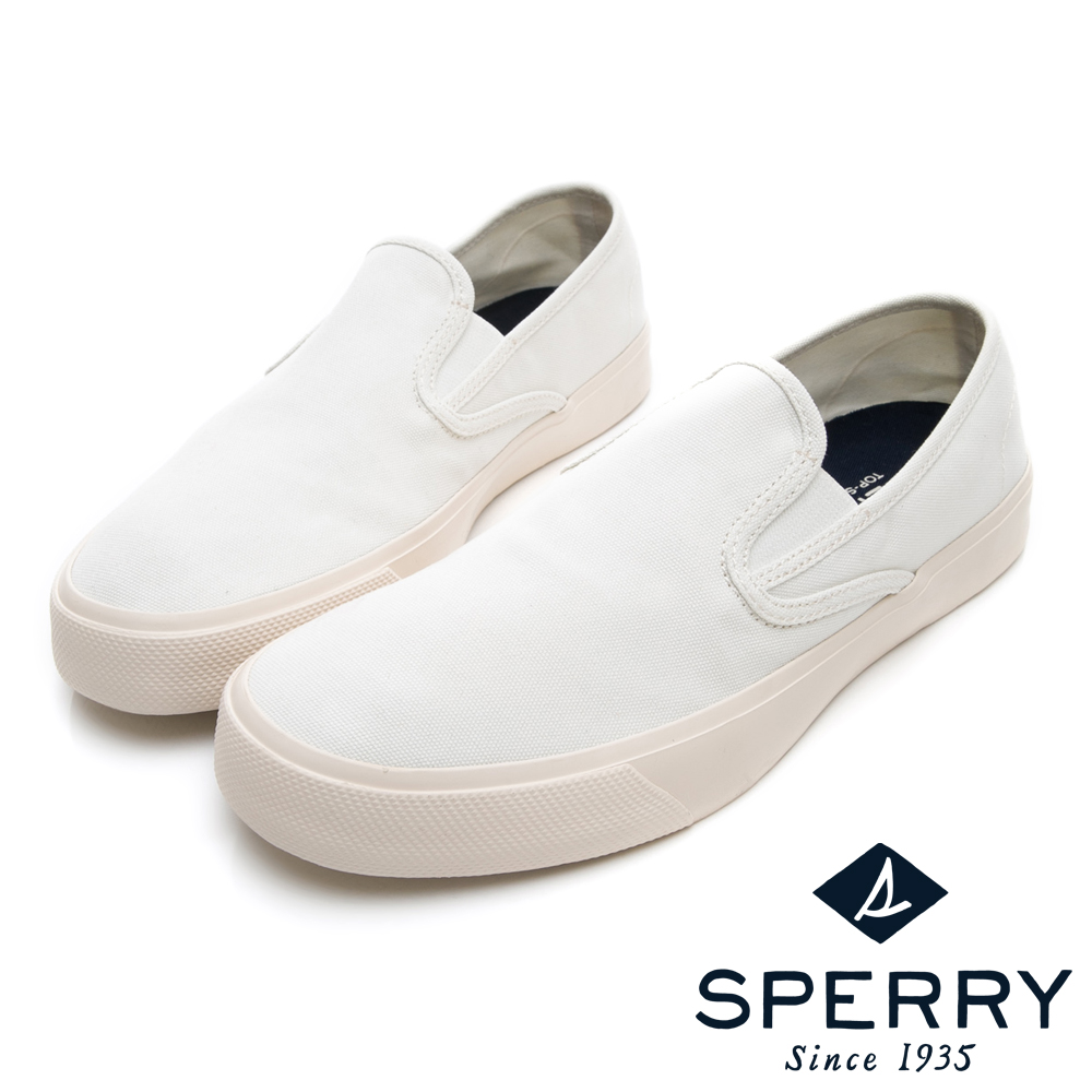 SPERRY 美式牛津直套式Q彈帆布鞋(男)-白