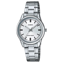 CASIO 簡約經典時尚指針不鏽鋼腕錶(LTP-V005D-7A)白面/21mm