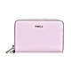 FURLA Babylon金字LOGO防刮牛皮2卡拉鍊錢包(蛋白石粉x淺灰) product thumbnail 1