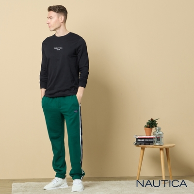 Nautica 男裝 品牌LOGO刷毛運動長褲-綠