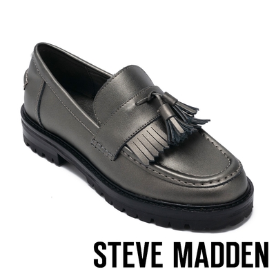 STEVE MADDEN-MINKA 流蘇皮革樂福鞋-墨綠色