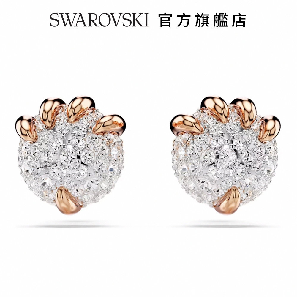 SWAROVSKI 施華洛世奇 Dragon & Phoenix 耳釘 龍爪, 白色, 鍍玫瑰金色調