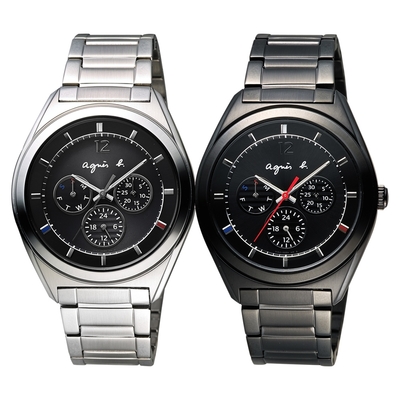 agnes b. Solar 驚豔巴黎太陽能日曆腕錶 對錶-40mm