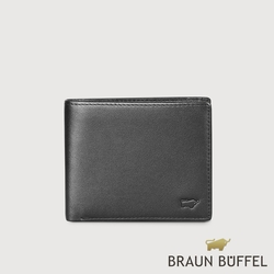 【BRAUN BUFFEL 德國小金牛】台灣總代理 卡斯  12卡中間翻透明窗短夾-黑色/BF525-317-BK