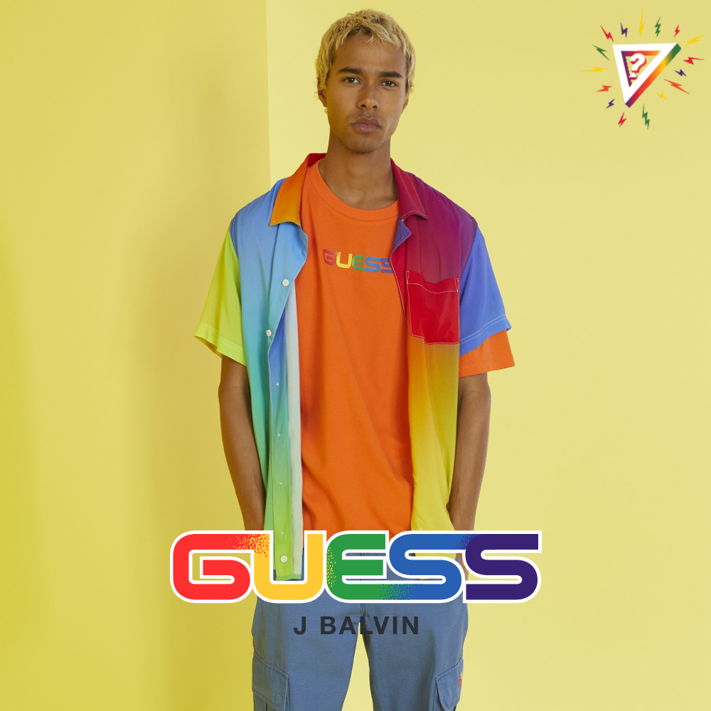 GUESS x J Balvin聯名 男裝撞色前後俏皮Logo短T,T恤-橘 原價1490