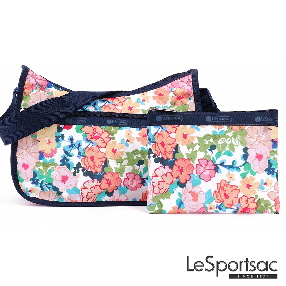 LeSportsac - Standard 側背水餃包/流浪包-附化妝包 (多彩花園)