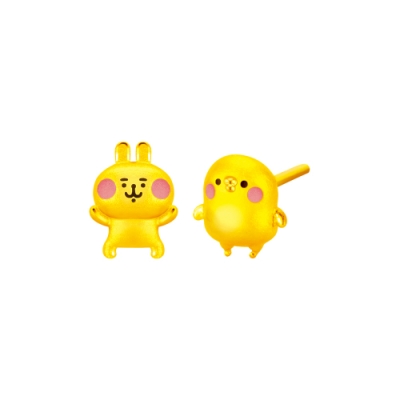 J code真愛密碼金飾 卡娜赫拉的小動物-樂活P助和粉紅兔兔黃金耳環