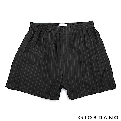 GIORDANO 男裝高品味沈穩條紋配色四角褲-32 黑灰條紋