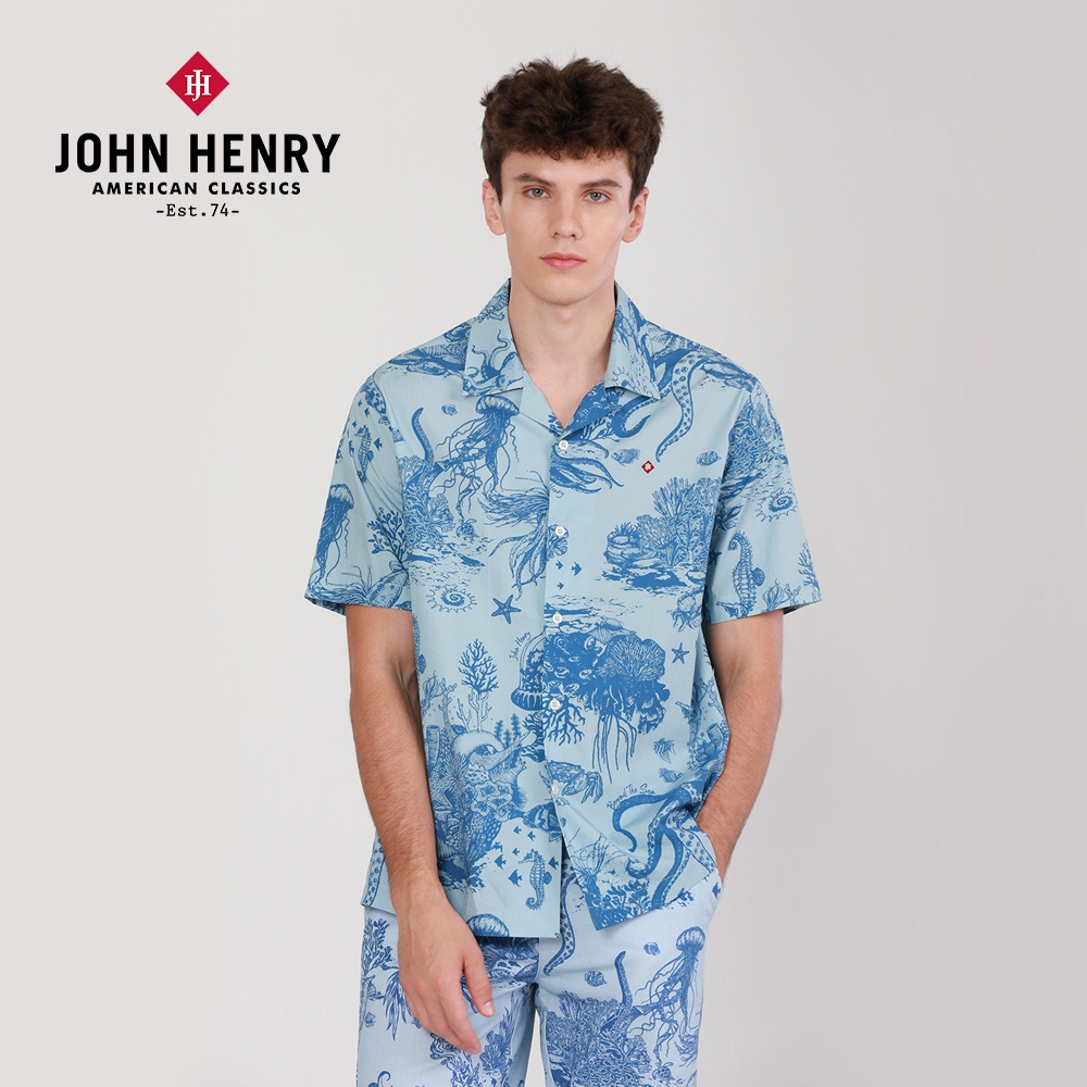 JOHN HENRY 慢島旅古巴領花襯衫-二色