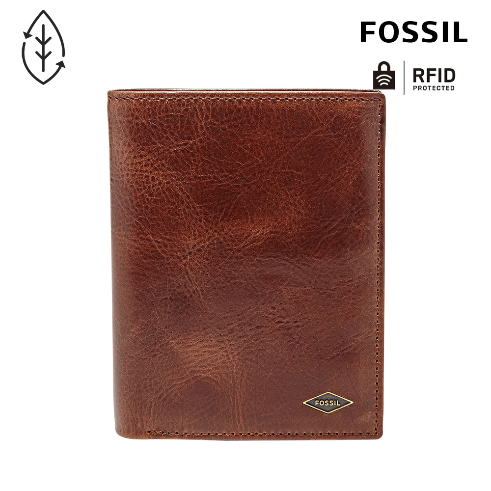 FOSSIL Ryan 真皮RFID防盜多功能皮夾-棕色 ML3734201