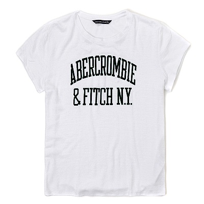 麋鹿 AF A&F 經典印刷文字設計短袖T恤(女)-白色