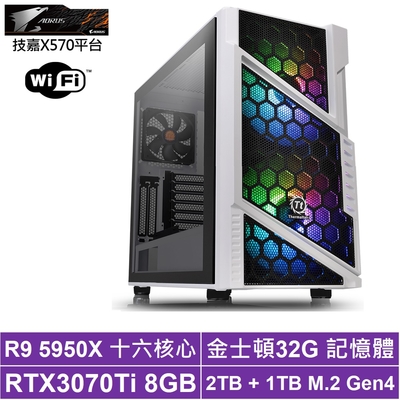 技嘉X570平台[猛獁中將]R9-5950X/RTX 3070Ti/32G/2T_HDD/1TB_SSD