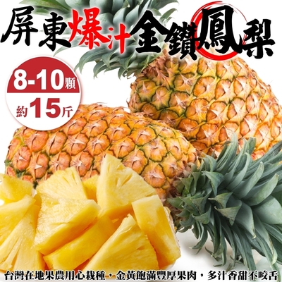 【果農直配】屏東爆汁金鑽鳳梨15斤(約8-10顆)