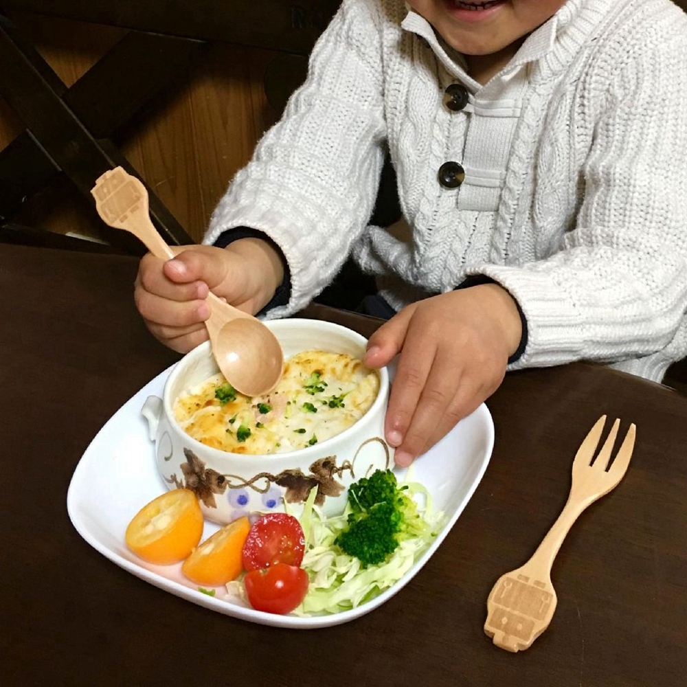 SPICE 日本雜貨 兒童天然木頭叉子&湯匙套組 多種造型 天然環保 輕巧