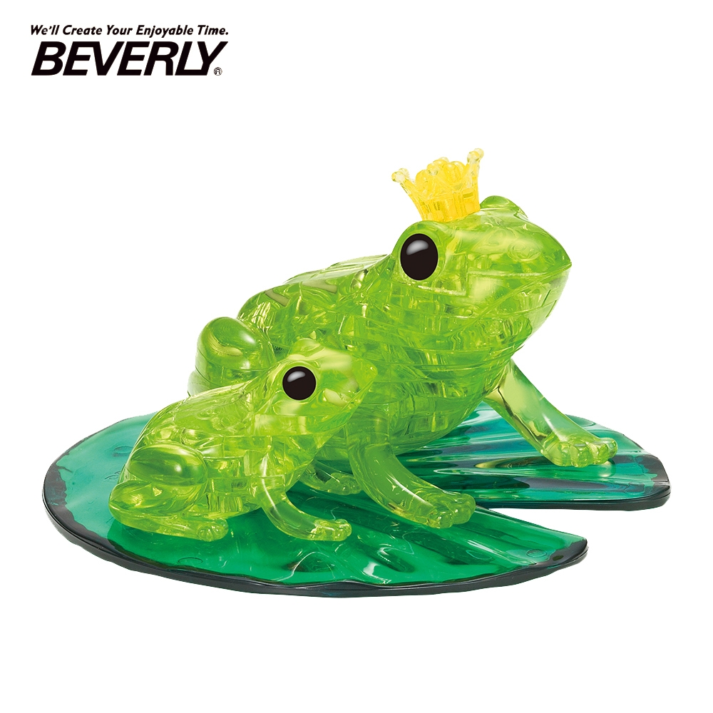 日本正版 BEVERLY 青蛙 立體水晶拼圖 42片 3D拼圖 水晶拼圖 公仔 模型 動物模型 - 488484