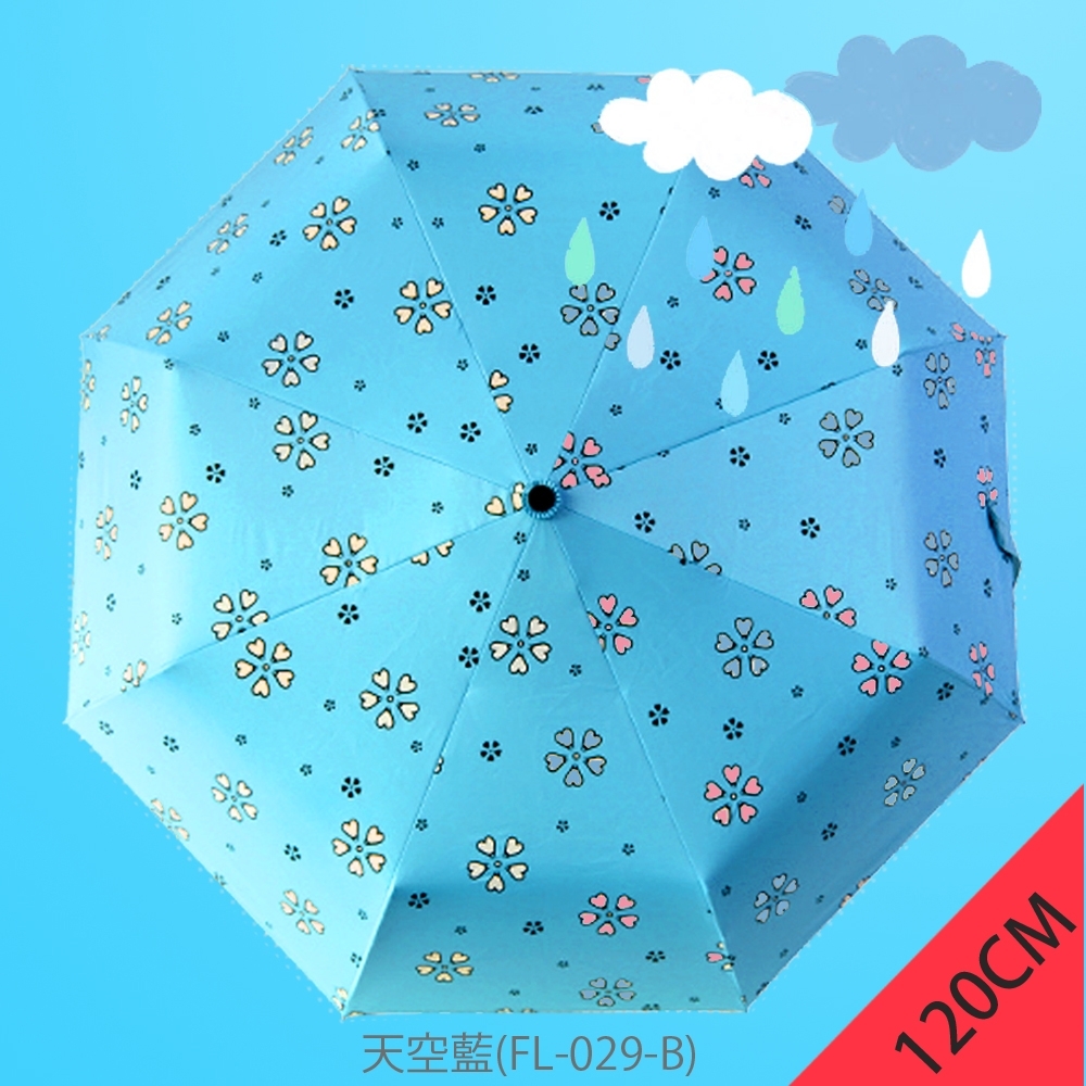 【FL生活+】超大自動開合碳纖維抗UV變色晴雨傘-120公分(FL-029)